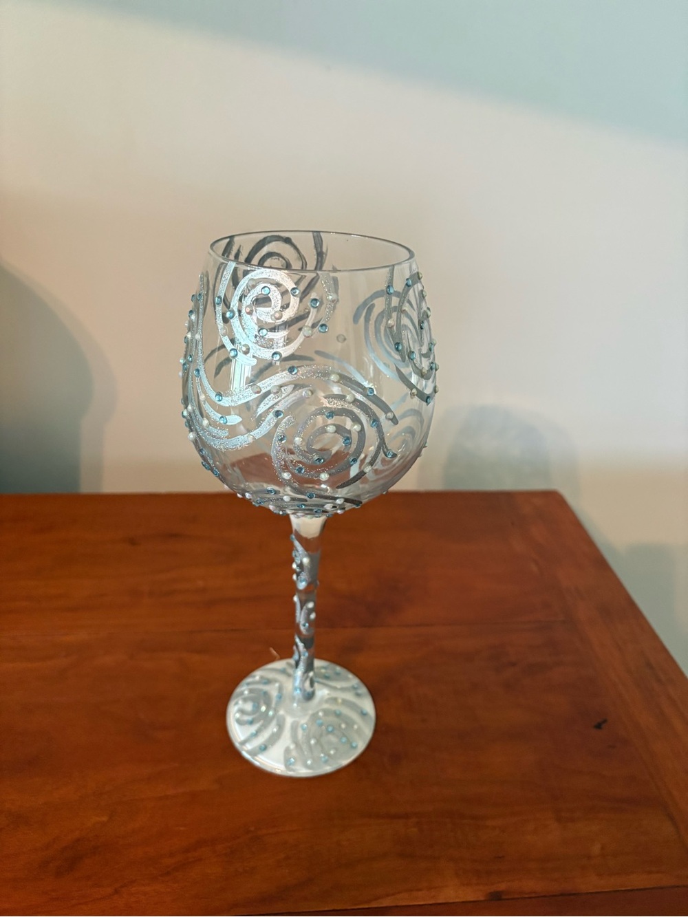 Lolita One in a Million Hand Painted Wine Glass Blue Rhinestone Glitter Goblet - Picture 7 of 7